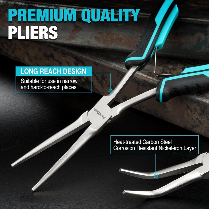 DURATECH 2PCS 7" Long Reach Needle Nose Pliers Set, Long Nose Pliers & Bent Nose Pliers, Small Needle Nose Pliers for Jewelry Making, Wire Wrapping, Wire Bending and Object Gripping on Narrow Space - Image 3